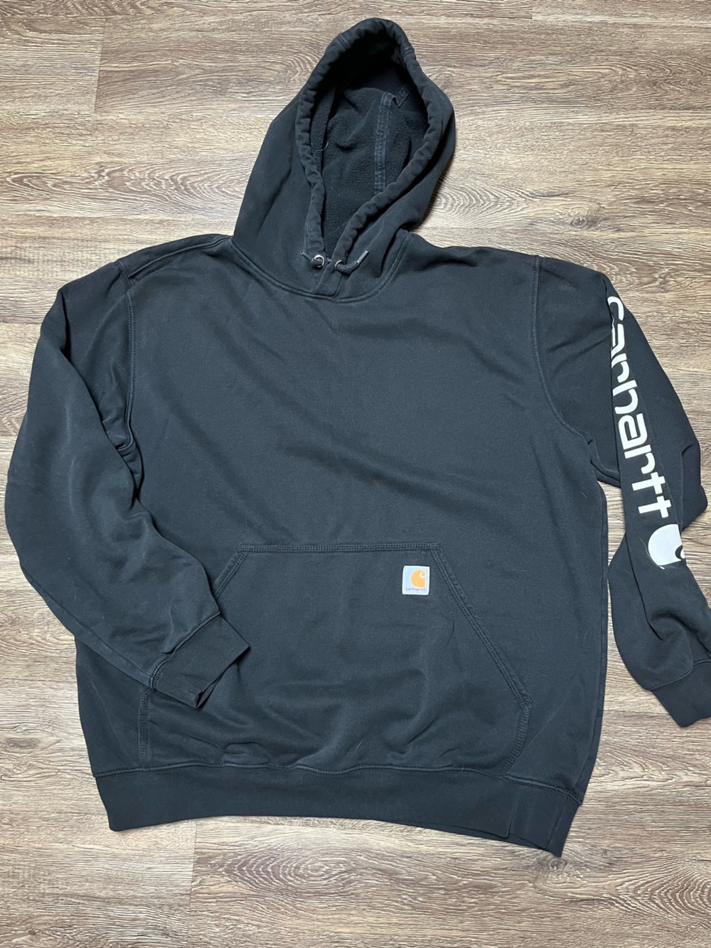 Carhartt Black Pullover Hoodie with White Sleeve Logo - Picture 1 of 1